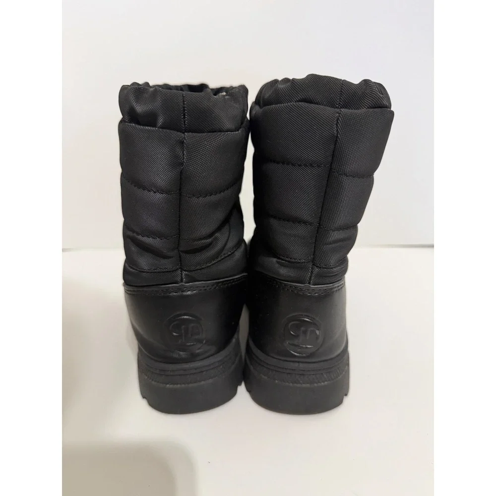 Northside Kids Size 2 Black Quilted Nylon Winter Snow Boots Faux Fur Lined